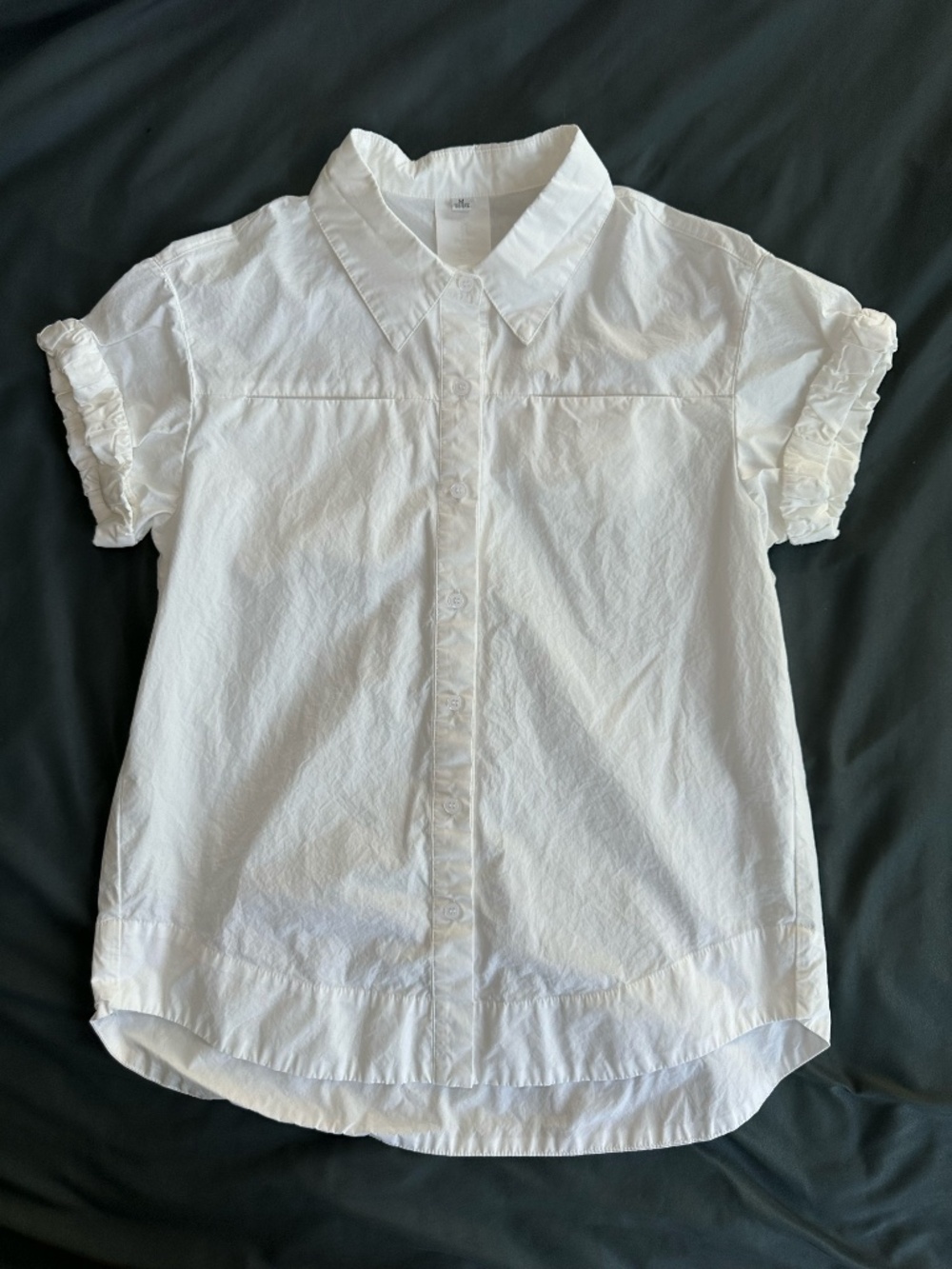 White Front Button Shirt Balloon Sleeve Blouse